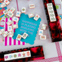 Tuiles de Mahjong Américaines de Luxe Modernes Roses, Personnalisées, en Acrylique Gravé 4 Couches, 160mm, Ensemble de Voyage et de Divertissement