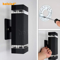Applique murale extérieure Hofoled à capteur photocellule, éclairage haut et bas, en aluminium étanche, lampes LED d'extérieur