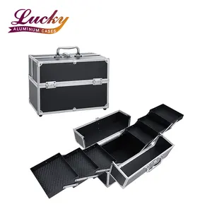 化妆盒旅行箱，带超大6个托盘专业化妆品储物空间，适合化妆师、美甲技术、发型师
