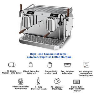 Machine à café italienne semi-automatique haut de gamme tout-en-un en acier inoxydable DR7202 pour usage domestique, expresso italien DR7202 - Product Image 2