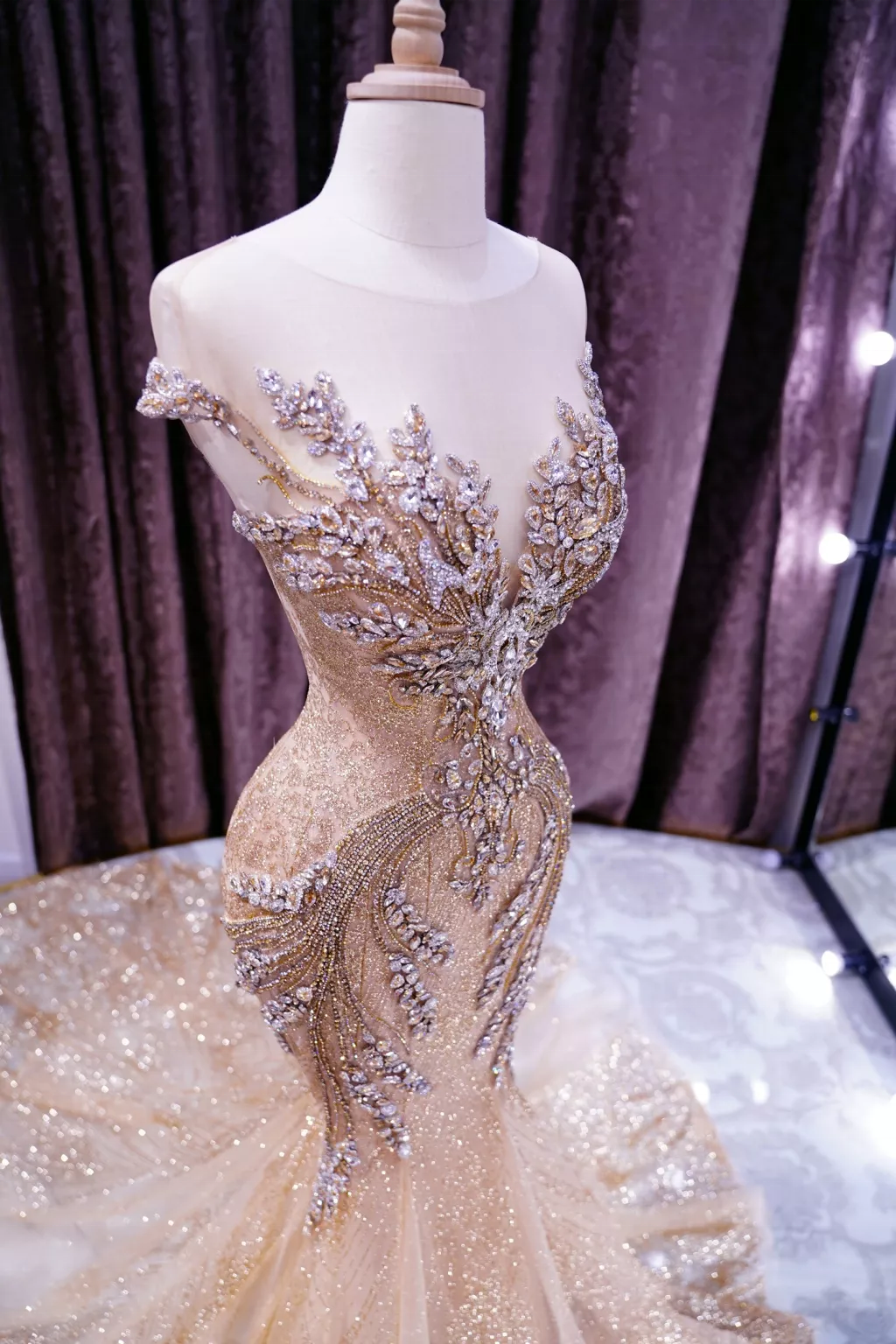 Luxury Mermaid Wedding Dress with Glitter Rhinestones, Sleeveless Design & Chapel Train - Custom Size for Brides Luxury Mermaid Wedding Dress with Glitter Rhinestones, Sleeveless Design & Chapel Train - Custom Size for Brides