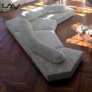 Modern hotel villa living room sectional sofa furniture L and U shaped velvet luxury Large sofa set