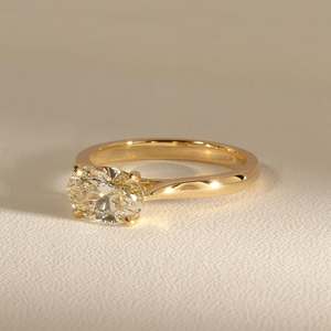 Bague de fiançailles en diamant de laboratoire taille brillant ovale pour femme, or jaune, or blanc, or rose 9K 10K 14K 18K, bijoux de mariée de luxe - Product Image 2