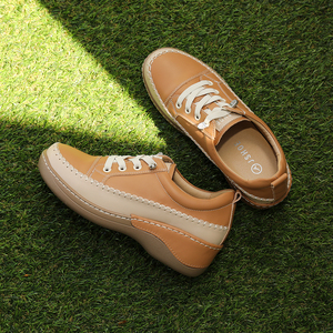 [JSHOE] Zapatillas Deportivas de Plataforma para Mujer, de Cuero Vacuno, Ligeras, con Detalle de Costuras, Cómodas para Caminar, Diseño Casual con Cordones - Product Image 5