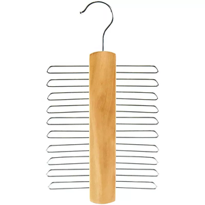 Cravate en bois de qualité supérieure et cintre de ceinture 360 degrés rotation organisateur support antidérapant 20 crochets affichage cintre de cravate - Product Image 1