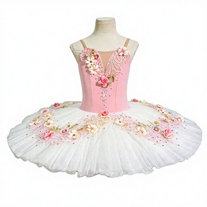Tutú <span class=keywords><strong>de</strong></span> Ballet <span class=keywords><strong>de</strong></span> Seda con Flores Rosas, Falda <span class=keywords><strong>de</strong></span> Tul, Disfraz Profesional para Mujeres Adultas, para Presentaciones, Competencias y Ensayos <span class=keywords><strong>de</strong></span> <span class=keywords><strong>Danza</strong></span> - Product Image 1
