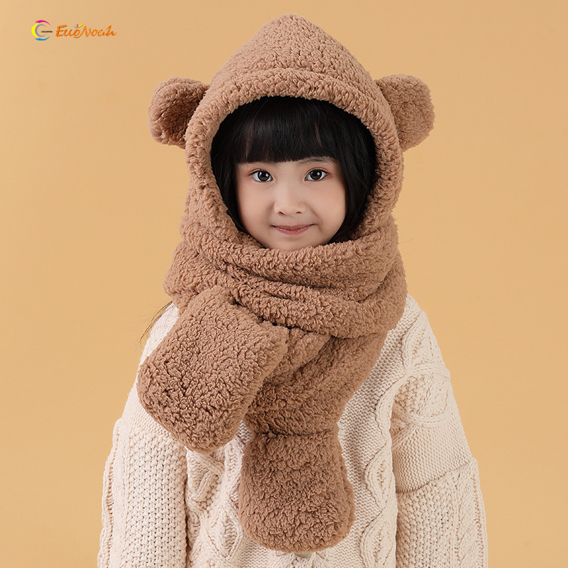 Hat Scarf Boys Girls Outdoor Cold Protection Warm Korean Cute Plush Hat