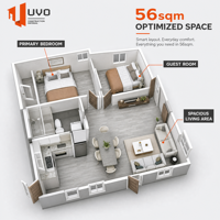 Maison conteneur extensible UVO 30FT : Villa de villégiature préfabriquée certifiée |   Parc de villégiature et de retraite écologique de luxe pour l'Australie