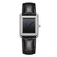 Nouvelle montre classique carrée pour homme et femme, design simple, bracelet en cuir tendance, montre à quartz résistante à l'eau