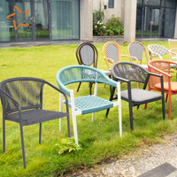 Meubles de patio en corde tissée grise de haute qualité fauteuil chaises de salle à manger en plein air meubles de jardin