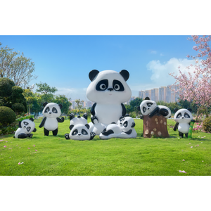 Conjunto de Esculturas de Familia de Pandas en Fibra de Vidrio Personalizadas para Parques Temáticos y Exhibiciones en Plazas - Product Image 2