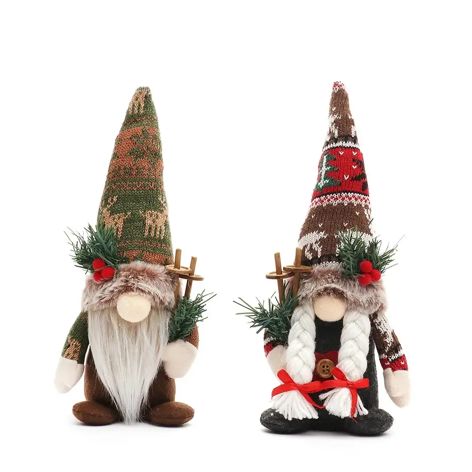 家の装飾のためのクリスマスフェイスレスノームぬいぐるみエルフ置物ニット帽人形