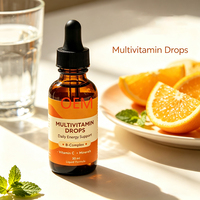 Marque privée |   Gouttes liquides multivitaminées pour adultes saveur orange 30 ml – Soutient l'énergie et la santé immunitaire – Supplément de complexe B en gouttes