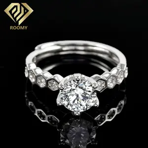 Moissanite Engagement Ring 0.5/1/2/3 Carat Sterling 925Silver Synthetic Diamond Wedding Jewelry