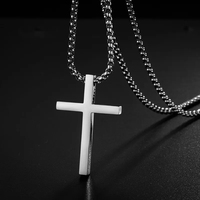 Nouveau collier pendentif croix en acier inoxydable pour hommes et femmes, bijoux minimalistes, colliers et ras-de-cou unisexes couleur argent