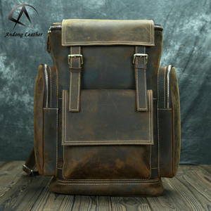 Sac à dos en cuir de vache véritable pour hommes, sac de voyage de grande capacité en cuir Crazy Horse, sacs à dos pour hommes - Product Image 1