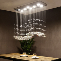 Lustre suspendu moderne de haute qualité pour table à manger rectangulaire, luminaires en cristal K9 en forme de goutte de pluie, pour maison de luxe