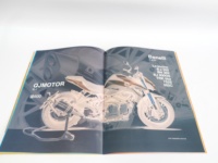 Usine d'impression personnalisée, albums moto créatifs, catalogue-brochure imprimé offset à couverture souple avec reliure piqûre à cheval