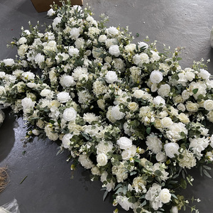 M-FR070 gros blanc rose fleur coureur 200cm soie fleurs coureur luxe fleur coureur table de mariage pour la décoration d'événement - Product Image 3