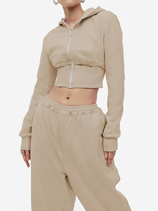 2025 Neue 2-teilige Hose Set Crop Top Sweat suits Damen Jogging hose und Hoodie Zweiteilige Outfits Set Herbst Winter Kleidung für Damen - Product Image 2