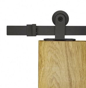 WEKIS - Herraje para Puerta Corredera Tipo T de 2 m, Acero Negro Resistente, Instalación con Tornillos de Latón, Insonorizado, para Sala de Estar - Product Image 6