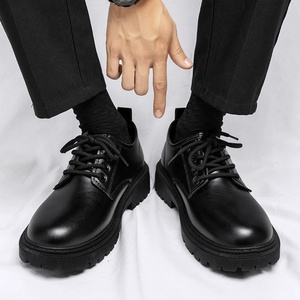 Men's Premium Business Casual English-Style Lace-Up Work <b>Shoes</b> with Thick Soles <b>Height</b> <b>Increasing</b> for Formal Office Occasions - Product Image 3