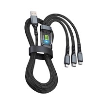 Cable de Carga USB 3 en 1, 100W, Carga Súper Rápida, Cable Multiusos con Trenzado de Nailon, 1.2M, Cable de Datos Universal para Teléfono