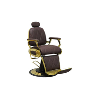Fauteuil de Barbier Moderne Marron Qunpeng en Cuir PU et Métal, Hauteur Réglable, Pivotant, pour Salon Commercial