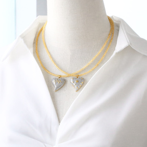 Collares de Corazón de Cristal de Dos Tonos ASJEWELRY para Mujer, Joyería de San Valentín, Cadena de Alambre, Collares Cortos, Gargantillas 2512 Nken63 - Product Image 2