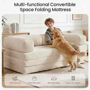 Canapé-<span class=keywords><strong>lit</strong></span> futon moderne pliable 5 pouces avec accoudoirs amovibles et housse lavable, mousse haute densité, pour chambre à coucher - Product Image 5