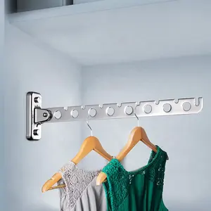 Treo Tường Quần Áo Móc Áo Giá Quần Áo Thanh Thép Không Gỉ Quần Áo Hooks Với Swing Cánh Tay Chủ Closet Tổ Chức Và Lưu Trữ