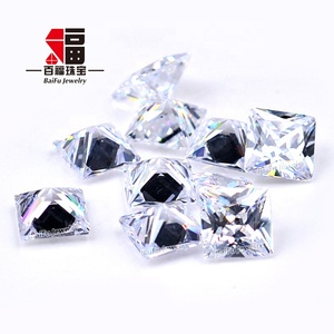 Baifu 3A Zircone cubique blanche taille carrée, pierres CZ en vrac, simulant un diamant brillant, vente en gros - Product Image 1