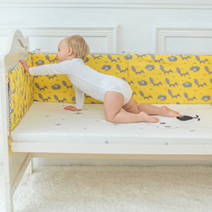 En gros personnalisé bas prix Jaune motif écureuil imprimé réglable <span class=keywords><strong>bio</strong></span> 100% coton bébé lit pare-chocs de sécurité ensemble pour - Product Image 3