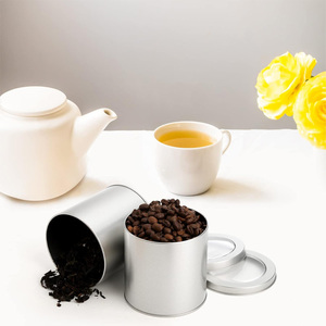 Silver 17 oz <strong>Large</strong> Kitchen <strong>Tin</strong> <strong>Can</strong> Box Metal Canister Window Top Lid for Loose Tea Coffee Chewing Gum Chocolate Candy Spices - Product Image 5