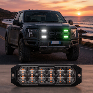 Feu de signalisation à LED bicolore blanc-vert 24 LED avec lentille fumée, homologué ECE R65 SAE J595 Classe 1, haute intensité, pour tracteur - Product Image 1