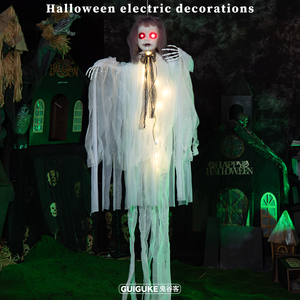 Decorazione di Halloween Attivata dal Suono, Pendente Elettrico Luminoso a Induzione, <span class=keywords><strong>Bambina</strong></span> in Abito Bianco Appesa, Fantasma per Casa Stregata - Product Image 2