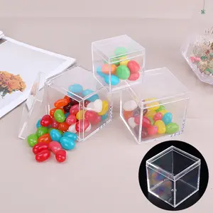 Caixa redonda acrílica de plástico transparente personalizada, caixa redonda acrílica transparente para armazenar doces com tampas