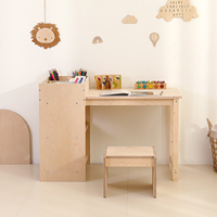 Ensemble bureau et chaise pour enfants en contreplaqué de bouleau, bureau d'étude Montessori avec étagère de rangement, tabouret en forme de U pour salle de classe, maternelle