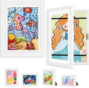 Cadre d'affichage rotatif pour œuvres d'art des enfants, conception à ouverture frontale pour un chargement facile des feuilles, support mural pour salle de classe et salle de jeux - Product Image 2