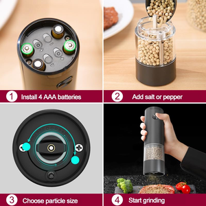 Stainless Steel Electric Salt <b>Pepper</b> Grinder USB Type-C Rechargeable Display Ceramic Core Durable Adjustable Grinding Coarseness - Product Image 3