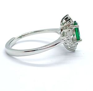 925 <b>silver</b> cultivated <b>emerald</b> <b>ring</b>, high-end jewelry gift - Product Image 4