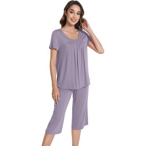 Conjunto de Pijamas de Manga Corta para Mujer, de Alta Calidad, Suaves y Frescos, con Pantalones Capri, Viscosa de Bambú, Tallas S-XXL - Product Image 2