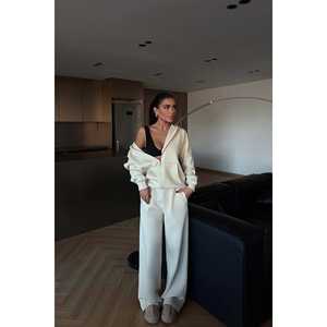 Ensemble de survêtement zippé coupe-vent et respirant, motif arc-en-ciel imprimé délavé à l'acide, grande taille, col à capuche, semi-maternity - Product Image 2