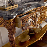 Table console européenne de luxe avec cadre doré miroir de plate-forme de porche en bois pour villa et meubles de salle de bain pour intérieurs de luxe