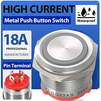 Interruptor de Botón Pulsador de Encendido de Motor de Gran Potencia de 22 mm, Enclavamiento Momentáneo, 2 Normalmente Abierto, 1NO, Iluminado, Control de Encendido/Apagado