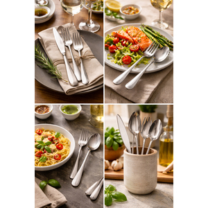 24 Pcs Jivan Plain Stainless Steel Cutlery Set Spoon <b>Fork</b> <b>Knife</b> Teaspoon Mirror Polish for Modern Dining Party Use Dishwasher - Product Image 3
