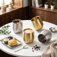 Tasse à café isotherme double paroi en acier inoxydable 304, forme œuf, pour expresso, whisky, jus, bière, style coréen