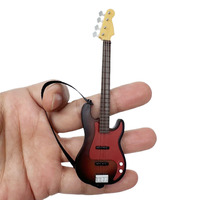 Instrumen Mini 1:12 Dekorasi Rumah Boneka, Mainan Simulasi Model Gitar Tali Logam Cocok untuk Boneka 5Cm Hadiah Anak-anak