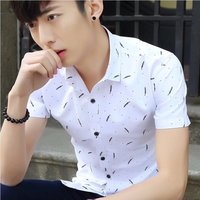 Kemeja Pria Lengan Pendek Slim Fit Kasual Kancing Depan Model Fashion