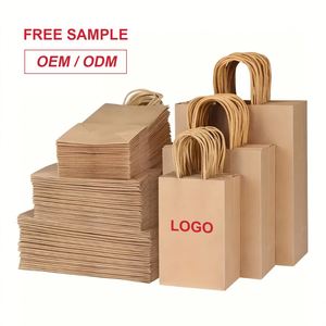 Vente en gros de sacs en papier kraft personnalisés pour cadeaux artisanaux, sacs en papier kraft avec votre propre logo - Product Image 1